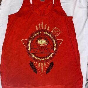 MUST BUNDLE Self Esteem Red and Gold Graphic Tank Top